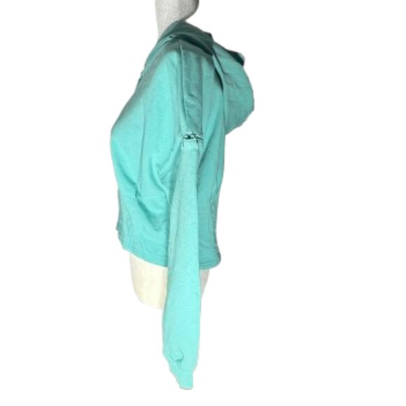 Fabletics Dakota Hooded Mint Cropped Full Zip Workout Jacket Women's Medium - Picture 3 of 8